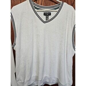 Houston White Sweater Vest Mens XL White V Neck Sleeveless Knit Casual Pullover